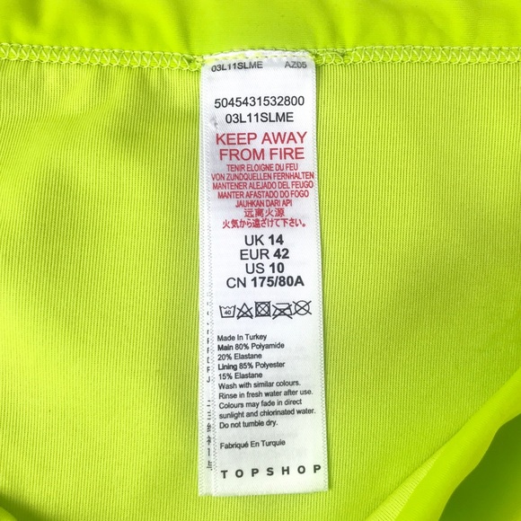 Topshop Bikini Bottom Lime Green Size 10 - Picture 3 of 5